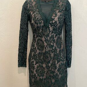 Betsy and Adam green lace floral dress